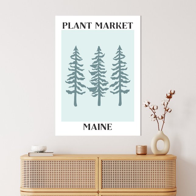 Toile Marché plante Maine Green Pine Tree Forest (In situ boho interior)