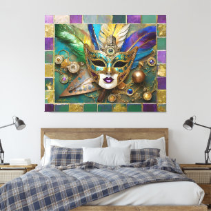 Toile Mardi Gras Troisième Oeil Gold Céramique Masque