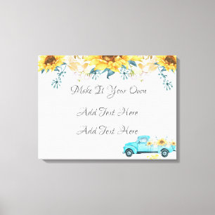 Toile Mariage de camion Vintage Yellow Sunflowers Turquo