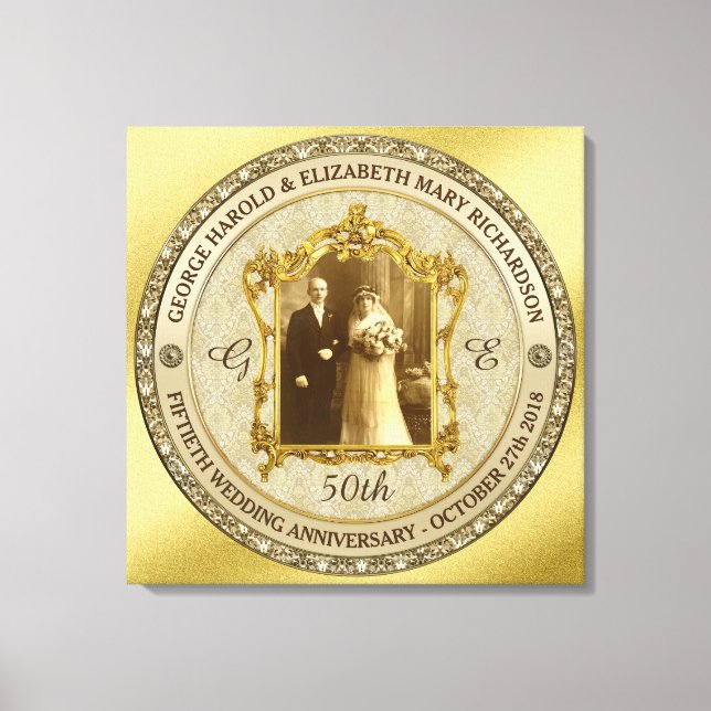 Toile Mariage d'or Anniversaire classique cadre photo (Recto)