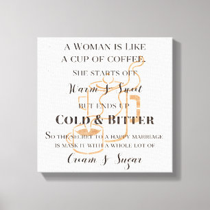 Toile Mariage Drôle Comme Café Retro Grunge Typographie
