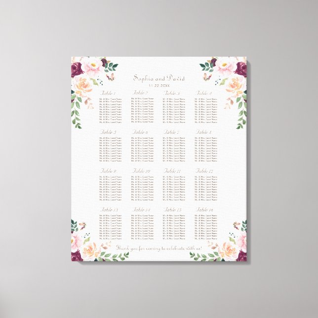 Toile Mariage floral de safran rose de Bourgogne (Recto)