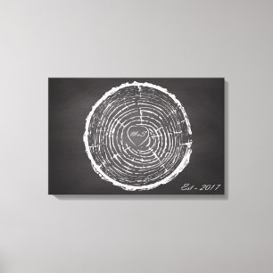 Toile Mariage Livre d'invité Alternative - Arbre Anneaux