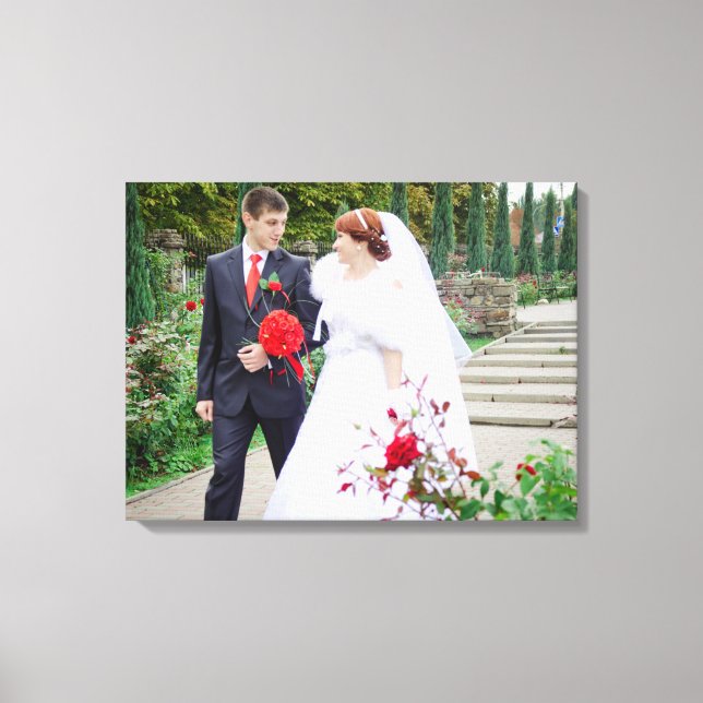 Toile Mariage Photo Bride & Groom Ajouter des noms de da (Recto)