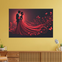 Mariage Rouge Romantique Silhouette de la Mariée e