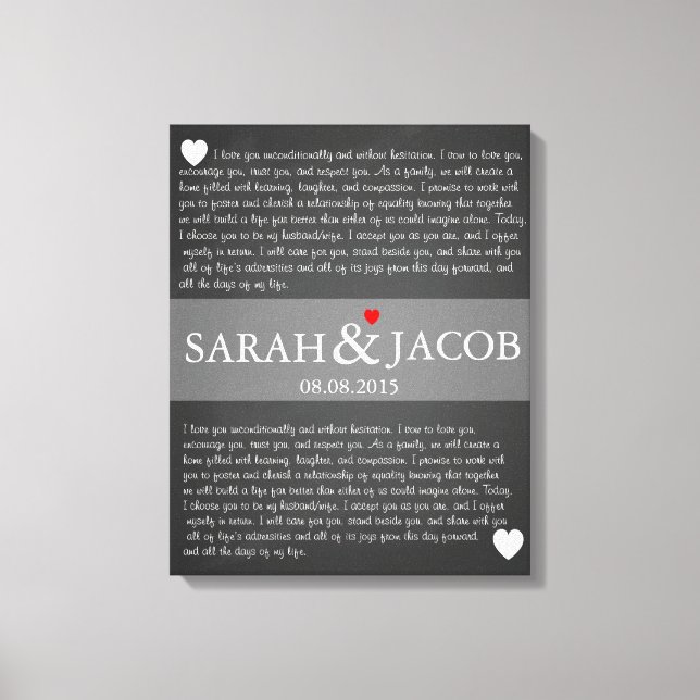 Toile Mariage vow canvas imprimer cadeau anniversaire (Recto)