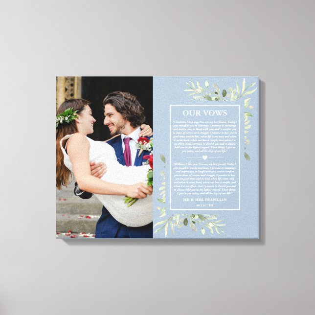 Toile Mariage Vows Dusty Blue Greenery Photo (Recto)