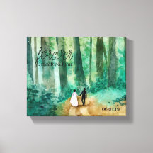 Mariages à thème forestier avec aquarelle bois