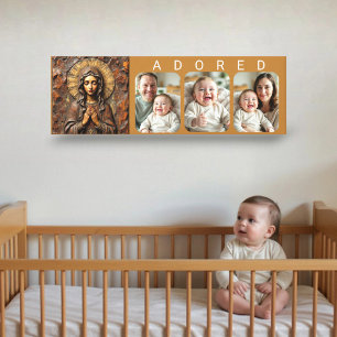 Toile Marie en bois dévotion sculptée - Photo de bébé AD