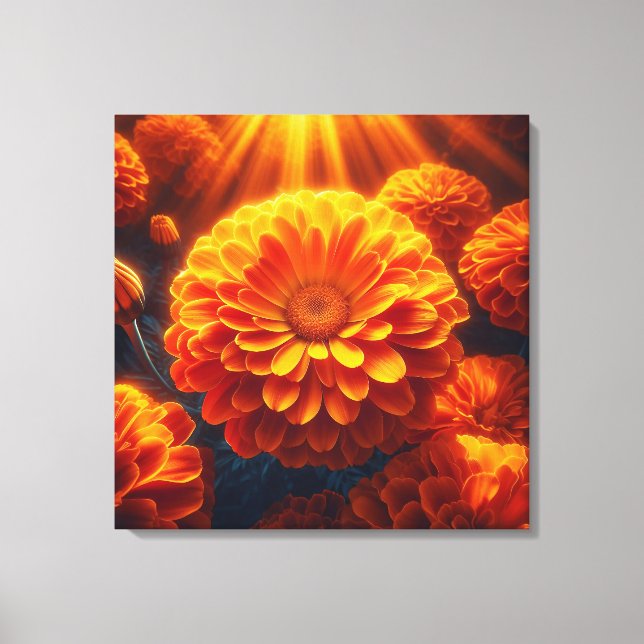 Toile Marigolds du matin : Orange Blooms of Wonder (Recto)