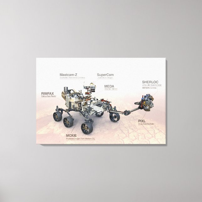 Toile Mars La Persévérance Rover Avec Instruments (Recto)