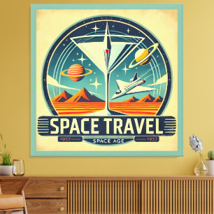 Toile Martini Space Travel 1957 Logo Nouveaux Mondes