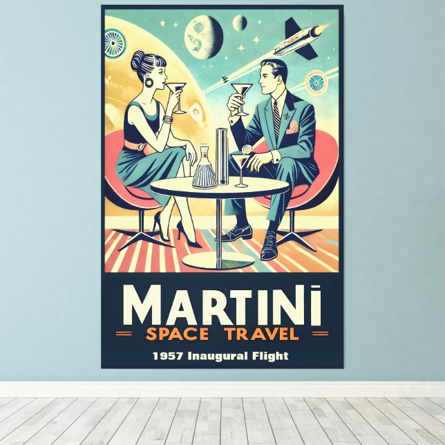 Toile Martini Space Travel Posters Flight Crew  (Insitu (Plancher de Bois))