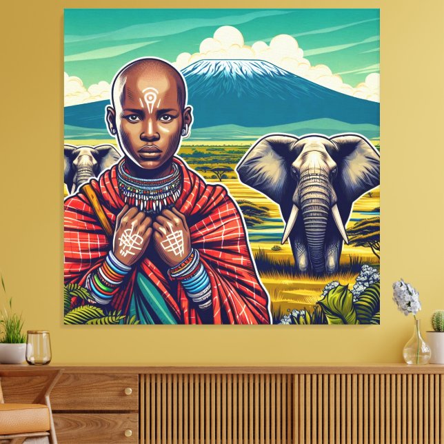 TOILE MASAI ART CANVAS WALL FRAME (Insitu(Salon))