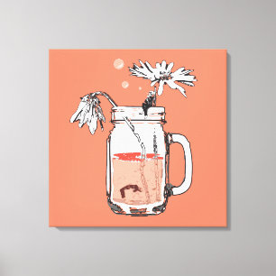 Toile mason jar daisies mort