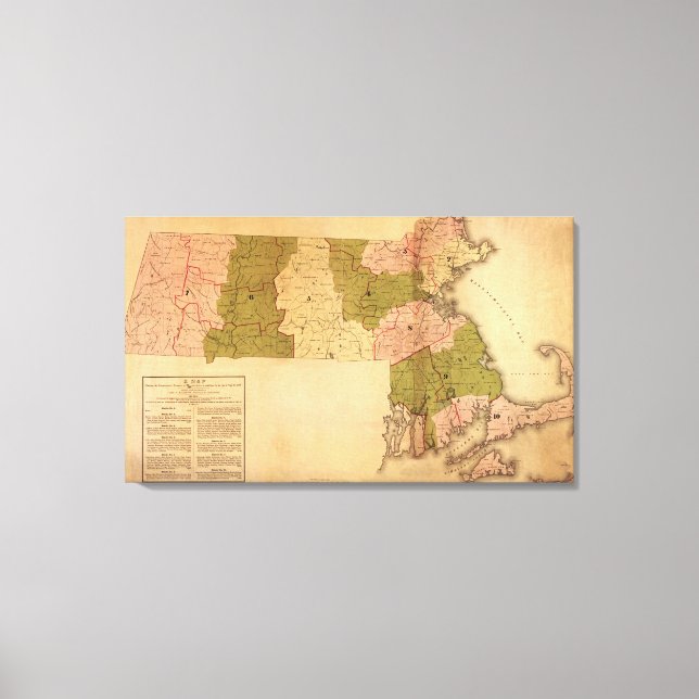 Toile MassachusettsCarte panoramiqueMassachusetts (Recto)