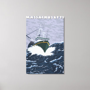 Toile MassachusettsCrabe Plage de bateaux de pêche