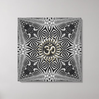 Toile Matanya Silver Aum Star B+W Tribal Wrappe Canvas