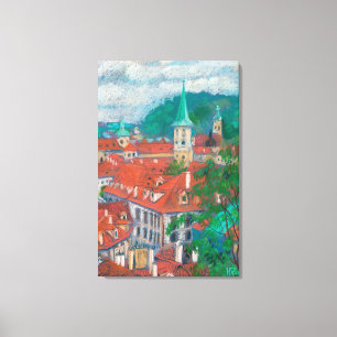 Toile Matin à Prague Tchèque Paysage Pastel Peinture