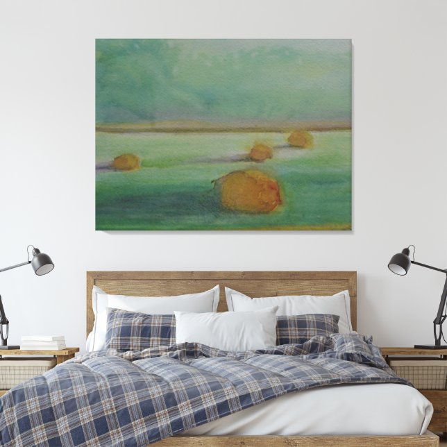 Toile Matin de brume du paysage de prairie aquarelle (Insitu(Chambre))