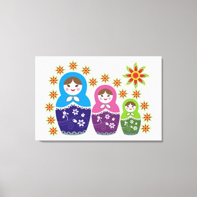 Toile Matryoshka Poupées russes & tournesols personnalis (Recto)