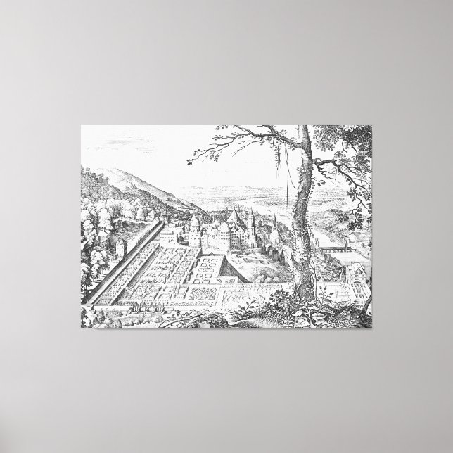 Toile Matthéus Merian : Heidelberg - Hortus Palatinus (Recto)