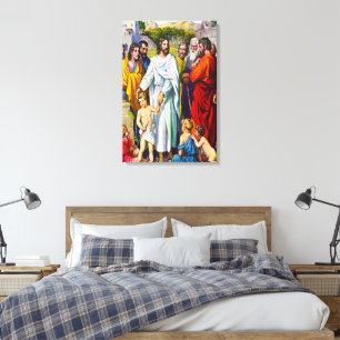 Toile Matthieu 19:13-15 Les petits enfants viennent à Jé