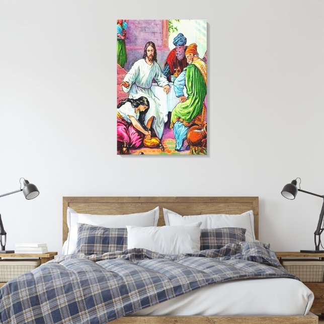 Toile Matthieu 7:36-50 Jésus pardonne les péchés d'une f (Insitu(Chambre))