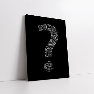 Toile Me marierez-vous typographie noir et blanc