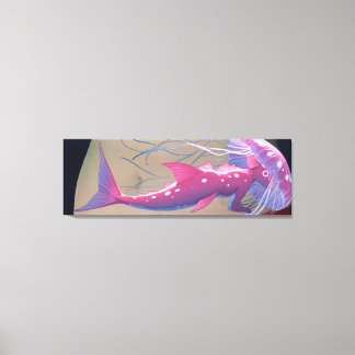 Toile Méduse rose bioluminescente hybride de poisson