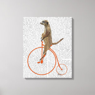 Toile Meerkat sur Orange Penny Farthing
