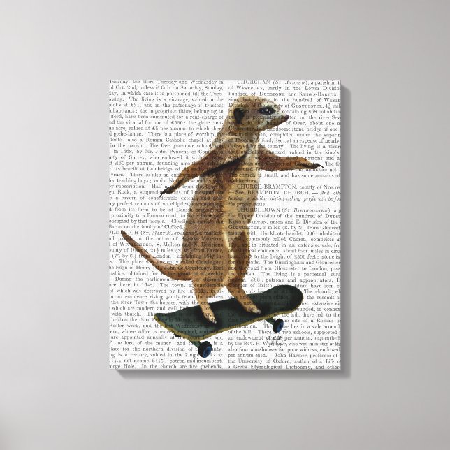 Toile Meerkat Sur Skateboard (Recto)