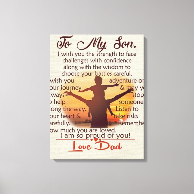 Toile Meilleur Cadeau Pour Son | À mes citations Fils (Recto)