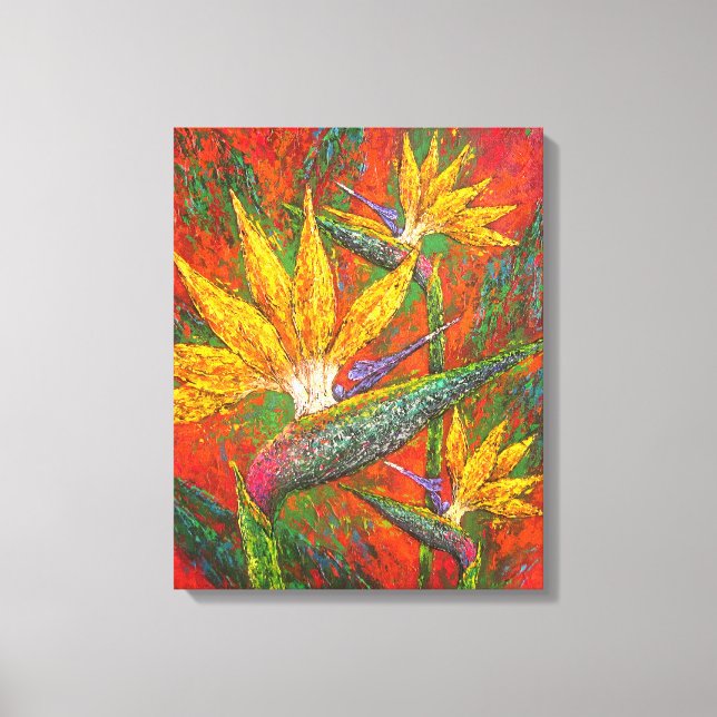Toile Meilleur Oiseau du Paradis Mur Art Imprimer Fleurs (Recto)