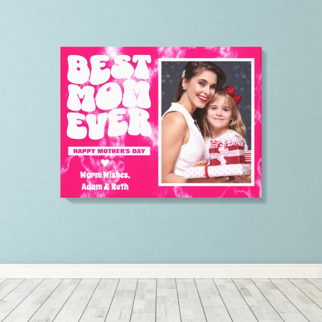 Toile Meilleure Maman Ever Pink Tie Dye Photo Fête des m (Insitu (Plancher de Bois))