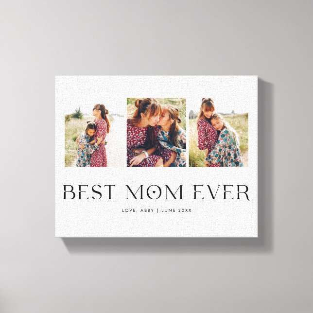 Toile Meilleure maman jamais | 3-Photo Coeur de la fête  (Recto)