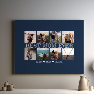 Toile Meilleure maman jamais personnalisable Navy Blue P