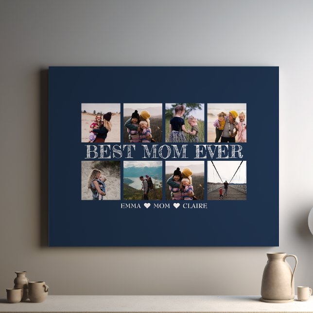 Toile Meilleure maman jamais personnalisable Navy Blue P (Créateur téléchargé)
