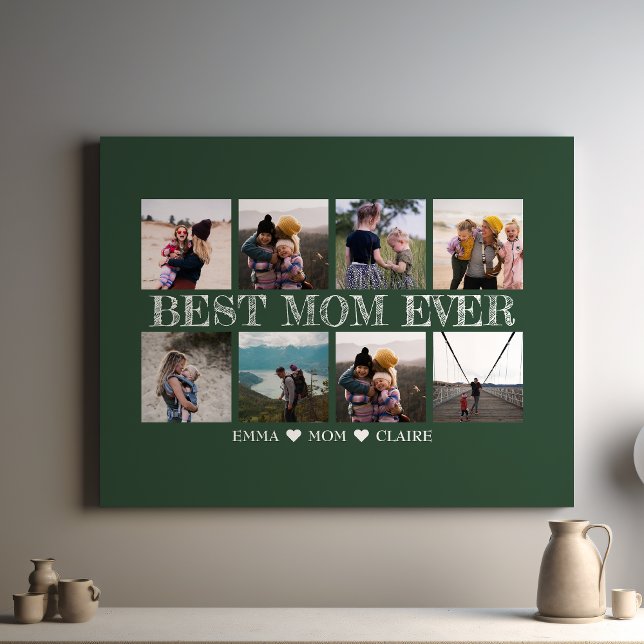 Toile Meilleure Maman Jamais Personnalisable Photo Verte (Créateur téléchargé)