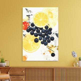 Toile Mélange de médias mixtes botaniques de citrus et d