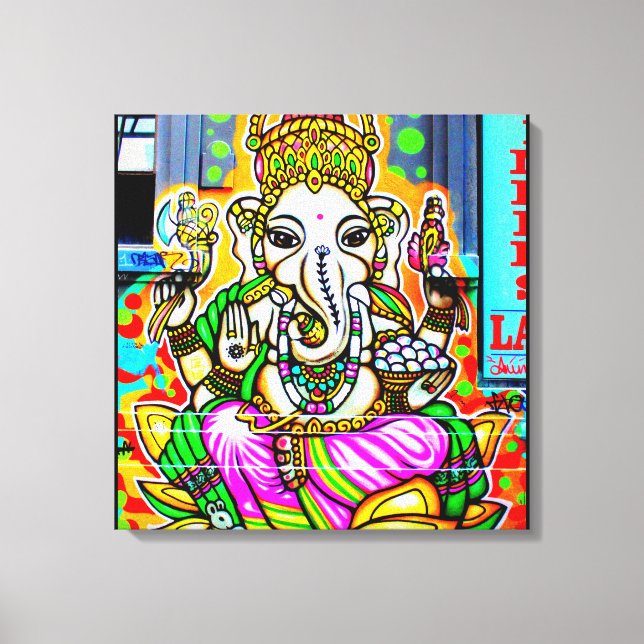 Toile Melbourne Graffiti Street Art Ganesh Elephant Neon (Recto)