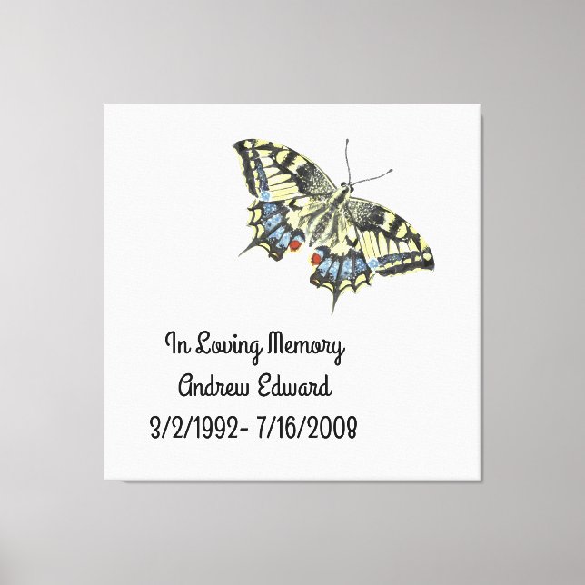 Toile Mémorial papillon personnalisé (Recto)