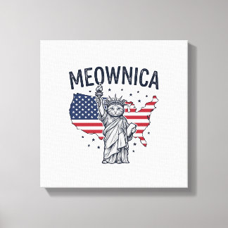 Toile Meownica Chat Patriotique Design Vectoriel Vintage