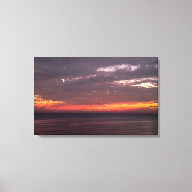 Toile Mer plate et ciel rouge (Recto)