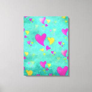 Toile Mer Pleine d'Amour Peinture de Cœurs à l'Aquarelle