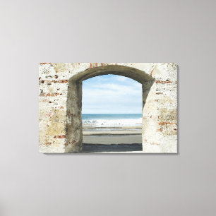 Toile Mer vue d'une arcade