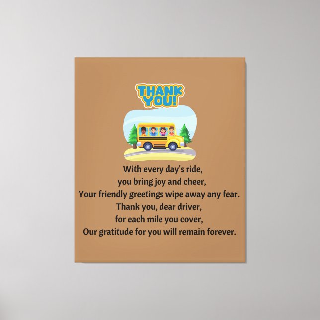 Toile Merci, Conducteur De Bus Scolaire. (Recto)