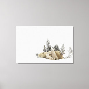 Toile Mère d'ours blanc et son CUB en parc de Wapusk