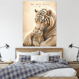 Toile Mère et petit Tigre Blanc – Mon refuge – Emoti