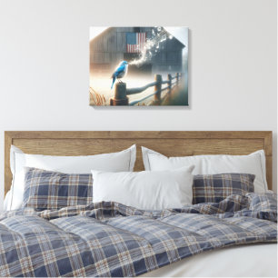 Toile Merle bleu chantant une chanson 